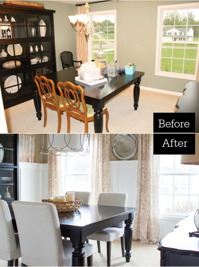 dining room before and after