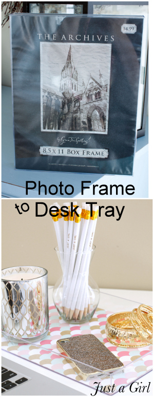 acrylic frame to desk tray