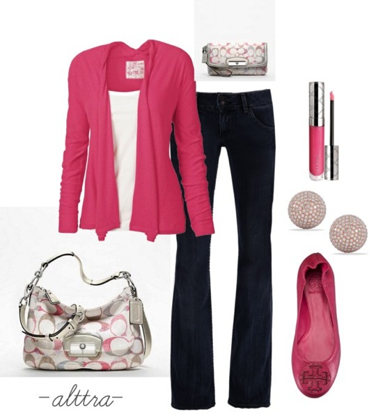 Pink denim outfit
