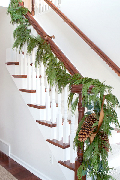 Christmas garland stairs