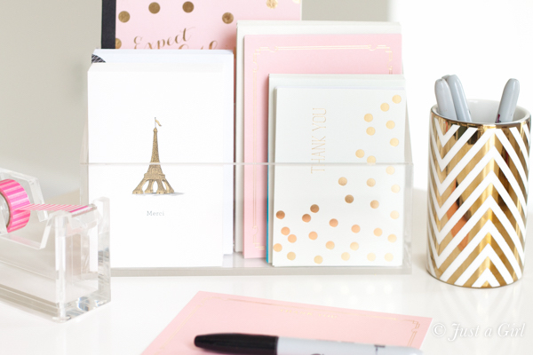 pink gold stationery
