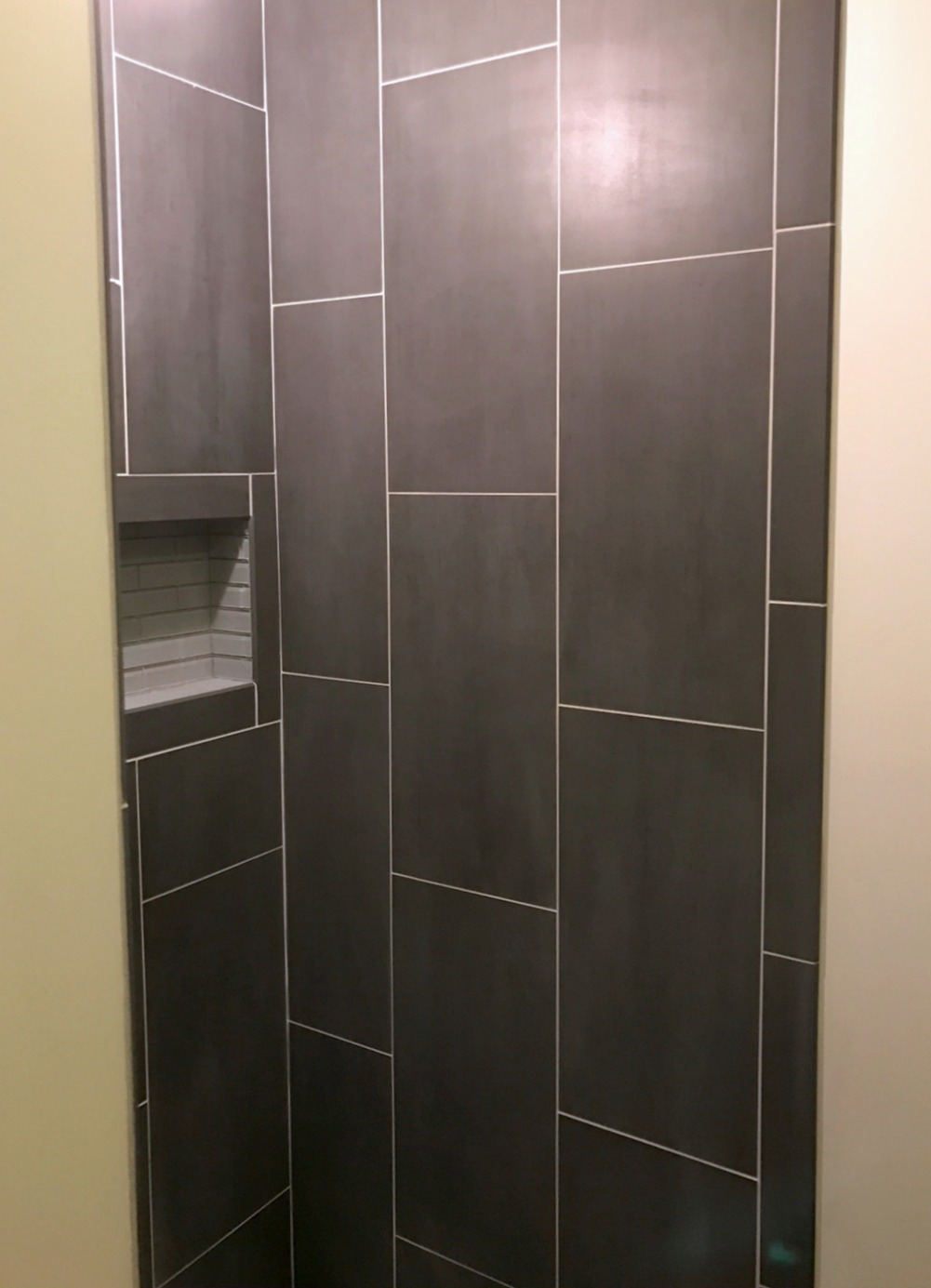 gray shower tile